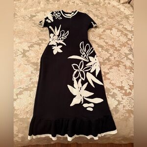 Shoshana Elegant Black and White Floral Dress